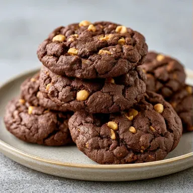 Chocolate Peanut Butter Cookies Baked Recipe Card