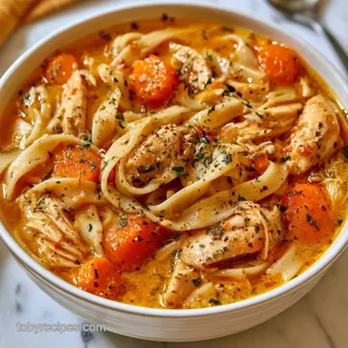 Creamy Chicken Noodle Soup for 6 Servings Recipe Card