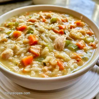 Creamy Chicken Rice Soup in 40 Minutes Recipe Card