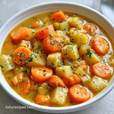 Easy Vegetable Soup for 6 Servings Recipe Card