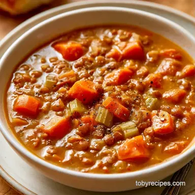 Hearty Lentil Soup for 8 Servings Recipe Card