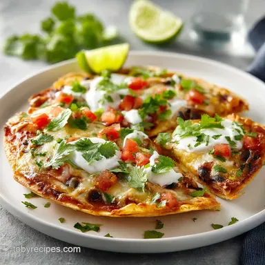 Mexican Pizza Recipe with Seasoned Beef for 4 Servings Recipe Card