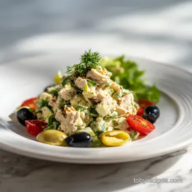 Mediterranean Tuna Salad No Mayo for 4 Servings Recipe Card