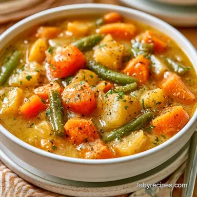 Slow Cooker Vegetable Soup for 6 Servings Recipe Card
