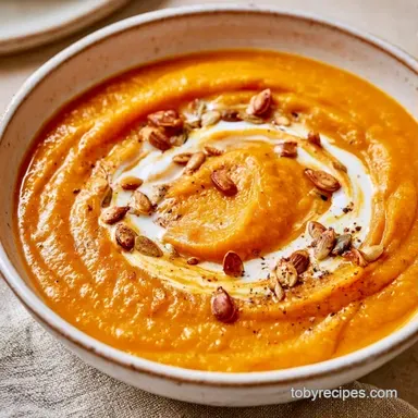 Rich Sweet Potato Butternut Squash Soup Recipe Card