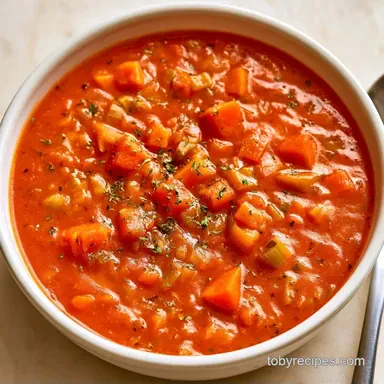 Tomato Vegetable Soup for 8 Bowls Recipe Card