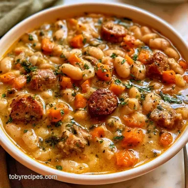 Tuscan White Bean Soup with Sausage Recipe Card