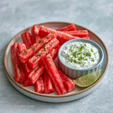 Watermelon Fries Lime Dip in 10 Minutes Recipe Card