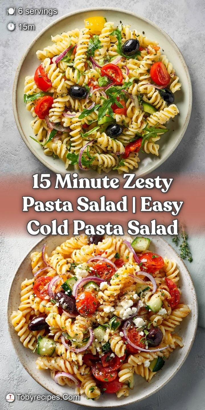 Close-up of colorful pasta salad, showcasing plump cherry tomatoes, briny olives, and tender pasta glistening with dressing.