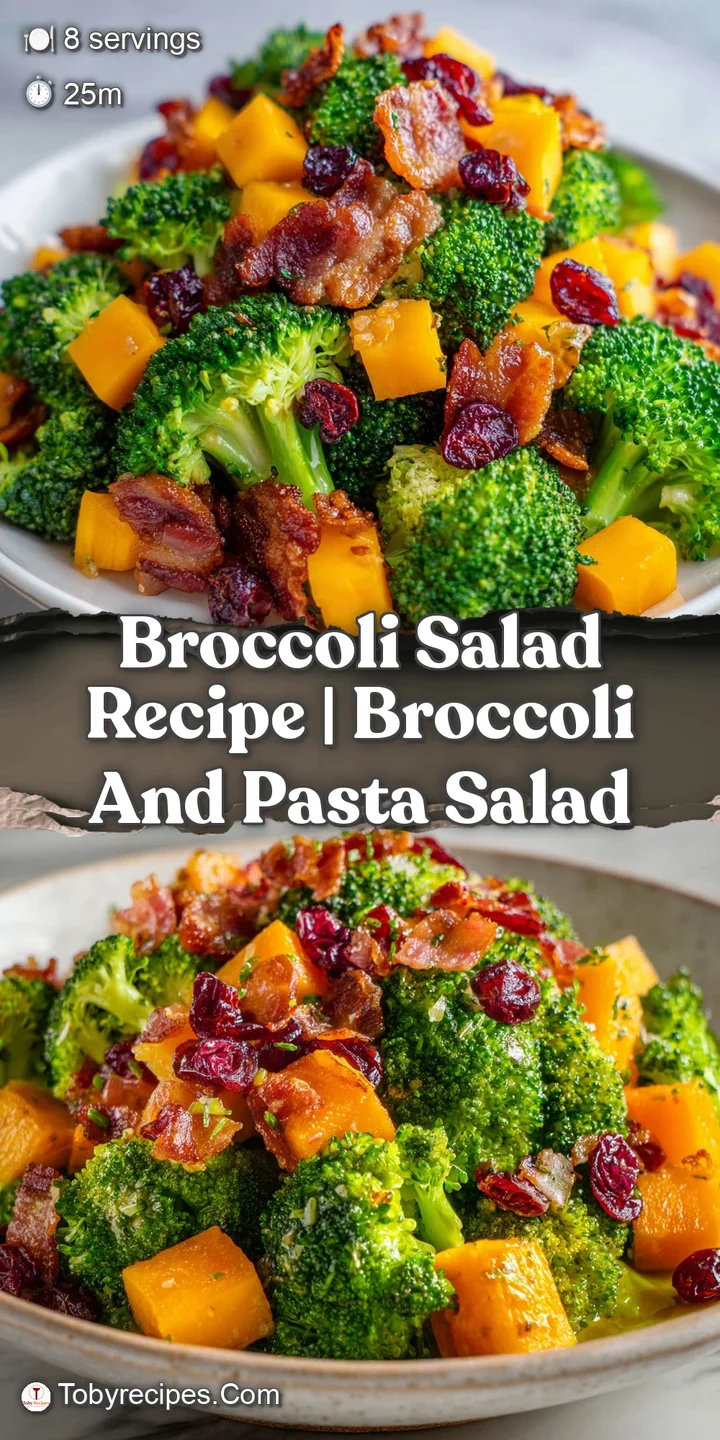 Close-up of crunchy green broccoli florets coated in glossy cream sauce with smoky brown bacon and red onion slivers.