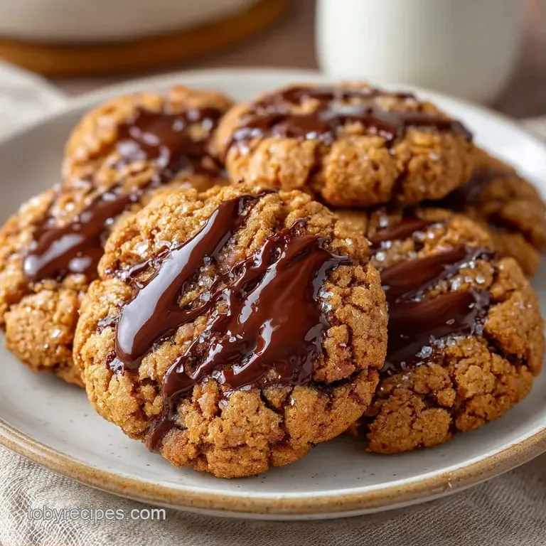 A neat stack of golden-brown cookies on a white ceramic plate, paired with a cold glass of milk and white linen.