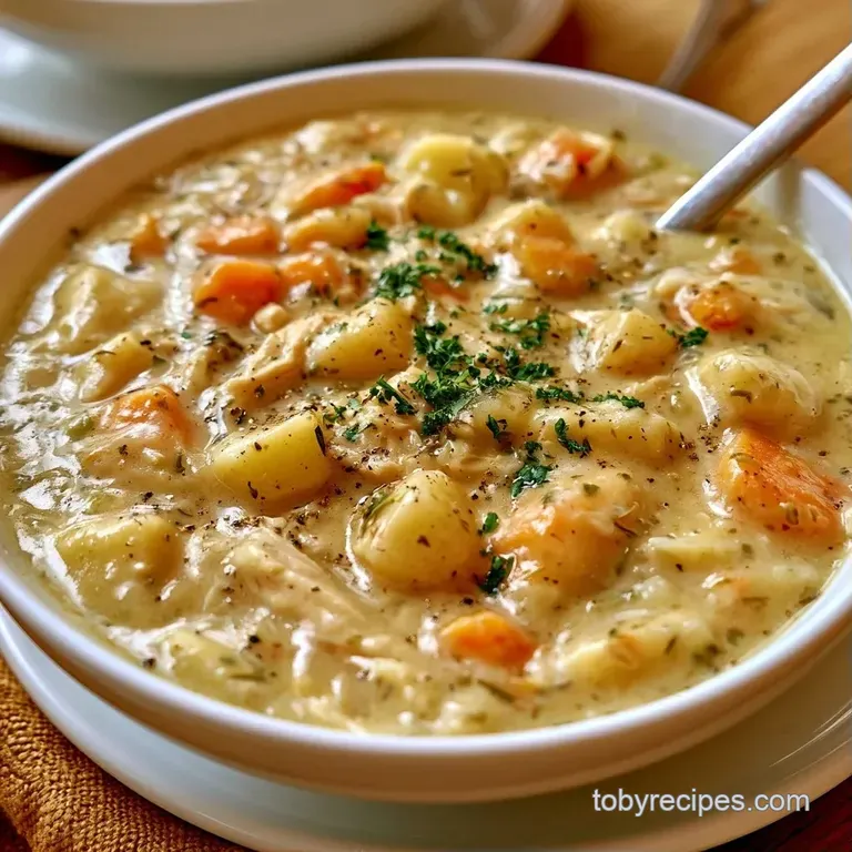 A white ceramic bowl of thick soup topped with fresh chopped chives and a drizzle of oil on a rustic wooden table.