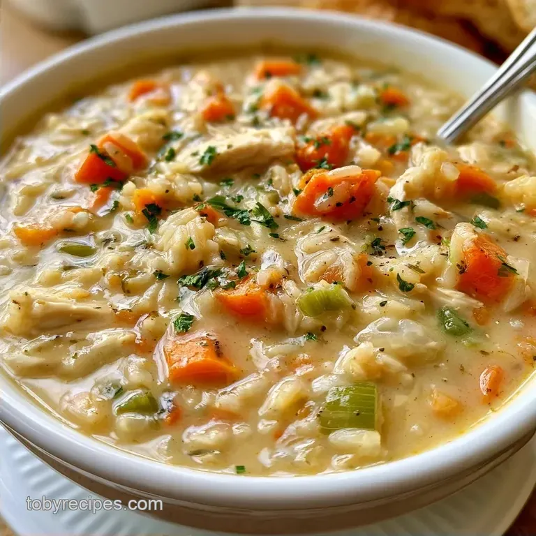 Creamy Chicken Rice Soup with Rotisserie Chicken
