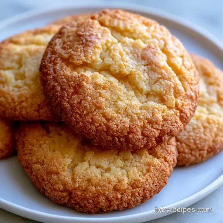 A stack of warm, golden cookies on a white ceramic plate, paired with a cold glass of milk and linen napkin.