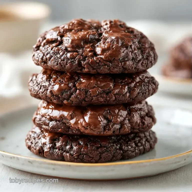 Rich dark brown treats stacked on a slate board, garnished with fresh raspberries and a sprinkle of sea salt.