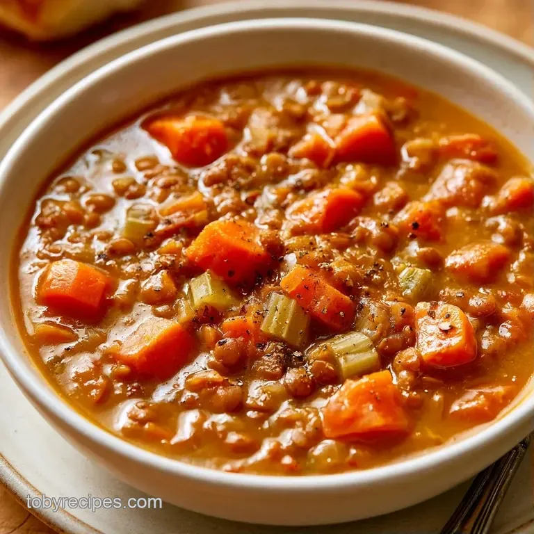 Earthy brown soup in a white ceramic bowl paired with a toasted slice of sourdough bread on a linen napkin.