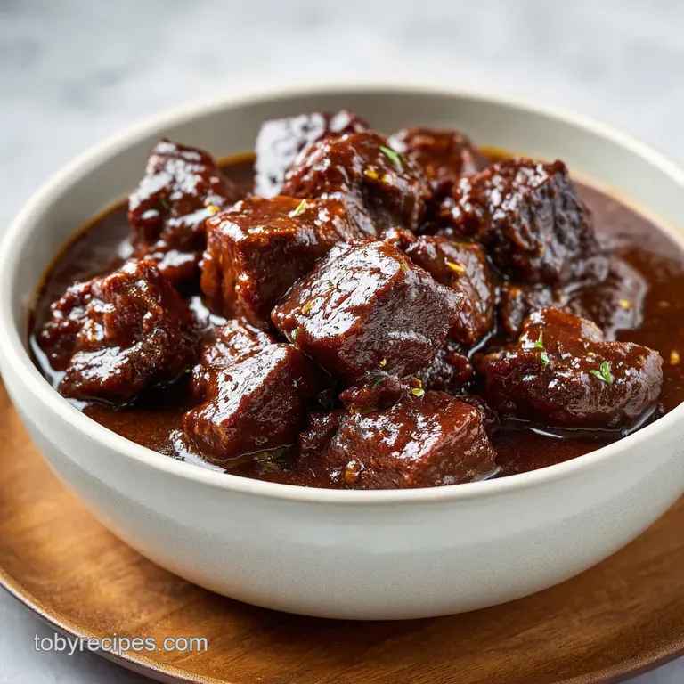Rich dark beef stew in a ceramic bowl, topped with fresh parsley and served with a side of buttered soda bread.