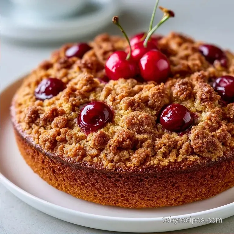 Old Fashioned Cherry Coffee Cake with Streusel