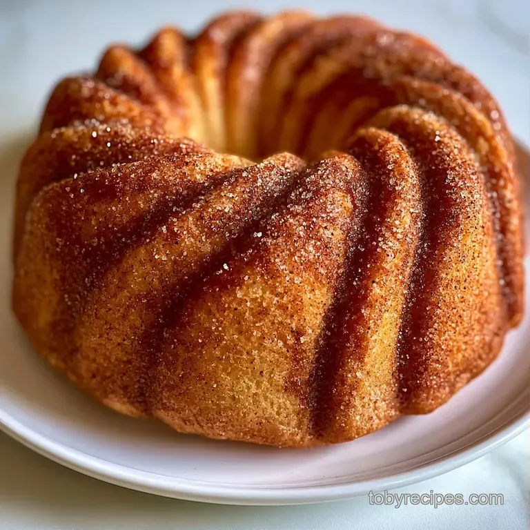 A thick slice of golden cinnamon cake on a white plate, paired with a steaming cup of black coffee and a linen napkin.