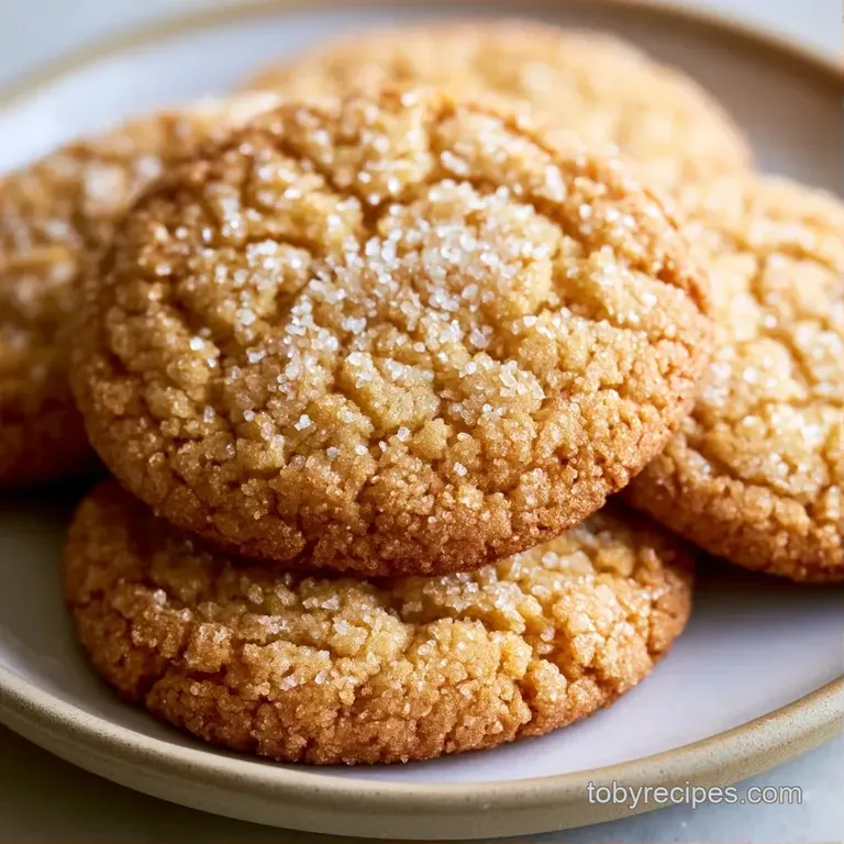A neat stack of pale gold biscuits on a white marble plate beside a linen napkin and a cup of steaming coffee.