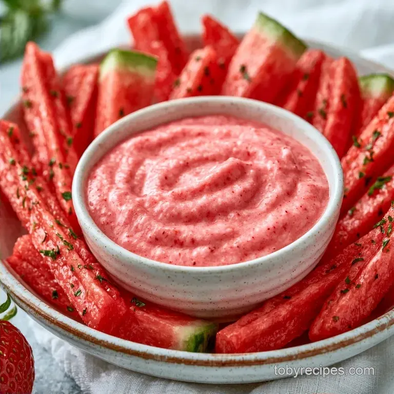 Watermelon Fries with Strawberry Yogurt Dip